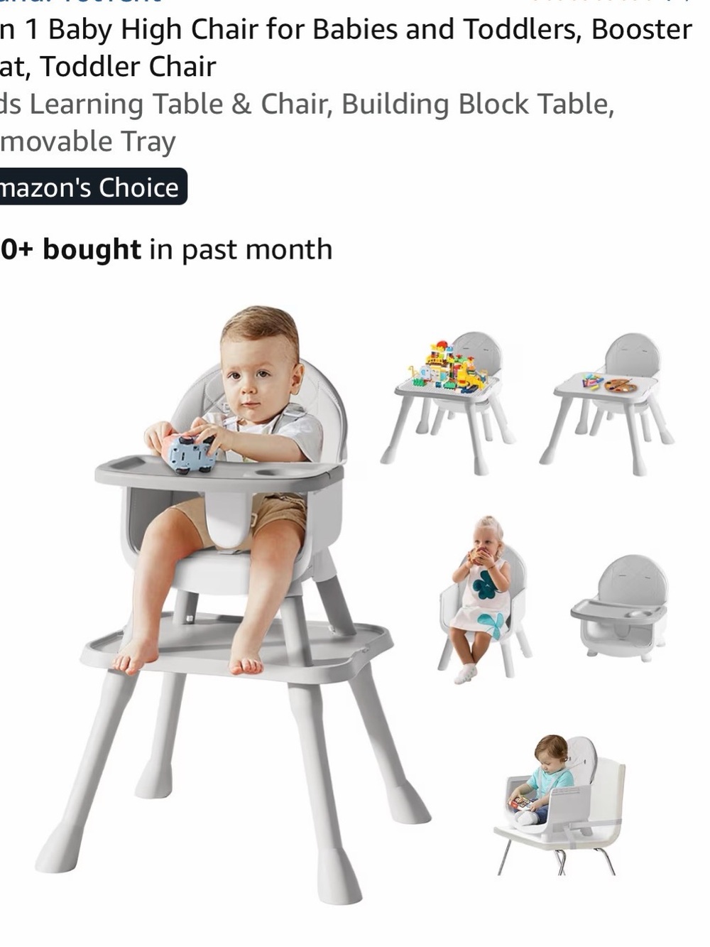 Kids 3-in-1 Convertible High Chair and Booster Seat - Gray